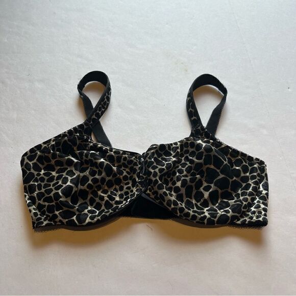 Wacoal Bra Black and Tan Leopard Print Underwire, no padding Size 34D - Picture 1 of 8